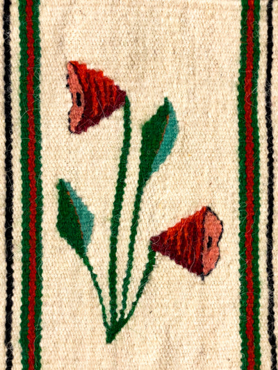 Carpetă Oltenească Tradițională Țesută Manual - Motiv Clopoței Roșii