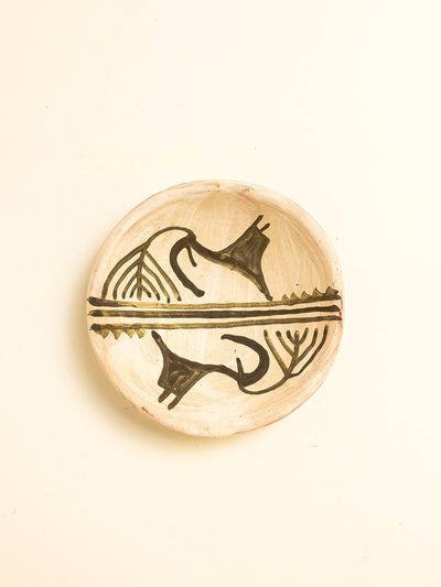 Decorative Ceramic Plate - Natural Color with the Wolves Symbol