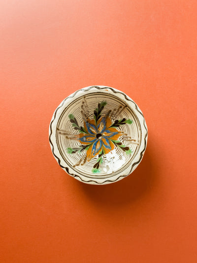 castron-10cm-ceramica-horezu-stefanescu-floare-albastru-caramiziu-spice-verzi-maro-pe-spirala-maro-1