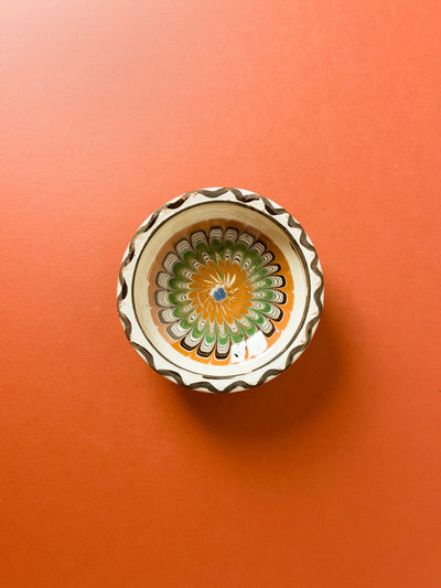 castron-10cm-ceramica-horezu-stefanescu-floare-concentrica-albastru-mijloc-caramiziu-verde-maro-1